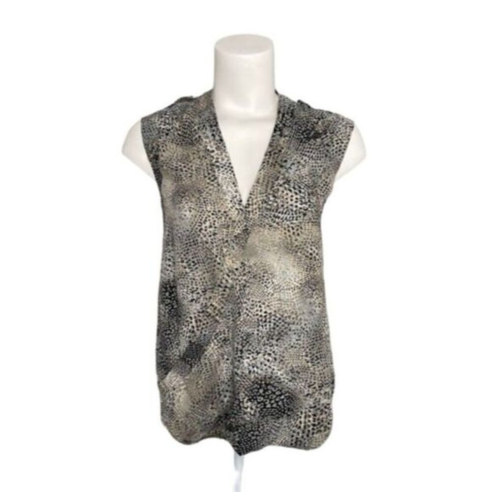 Womens APT 9 Gray Black Snake Python Print V Neck Surplice Sleeveless Top Sz XS